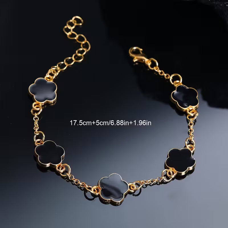 Black & Gold Fortune Clover Bracelet