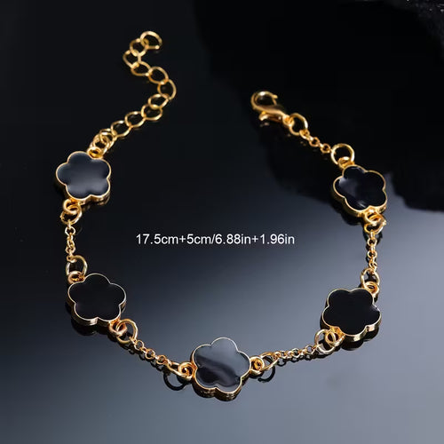 Black & Gold Fortune Clover Bracelet